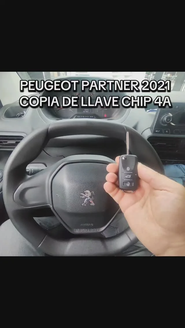 Llave con chip frente al volante de una Peugeot Partner